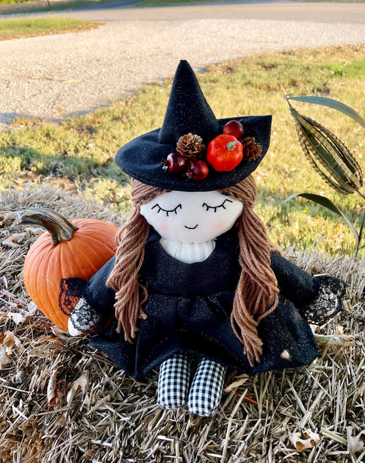 Fall heirloom doll ๐Halloween doll ๐ป witch doll ๐งโโ๏ธ handmade rag doll