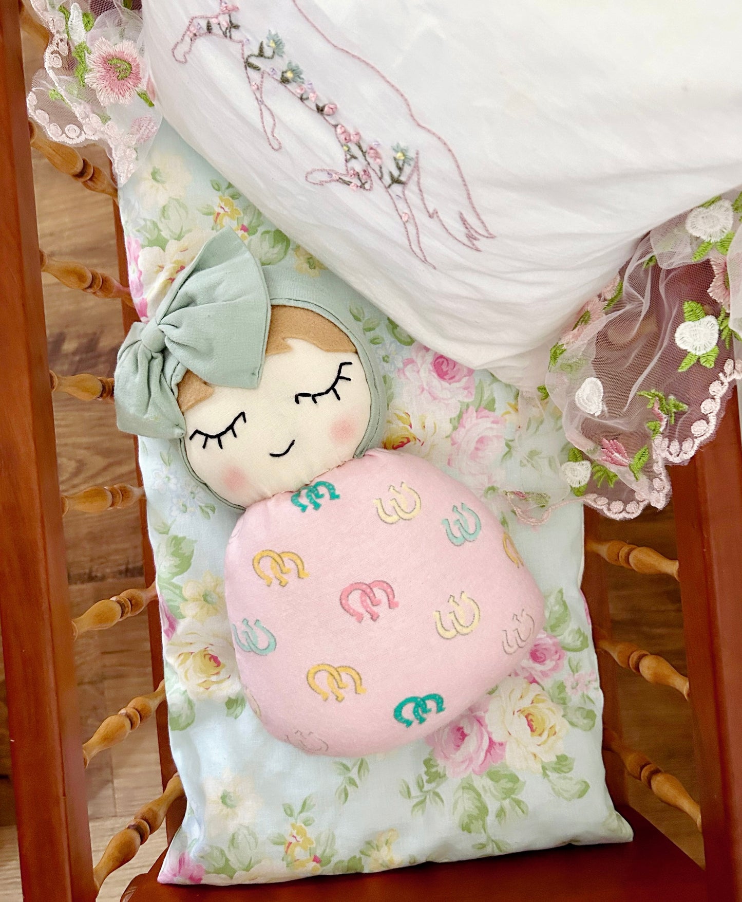 Handmade Cowgirl Swaddle Baby - Pink Horseshoes