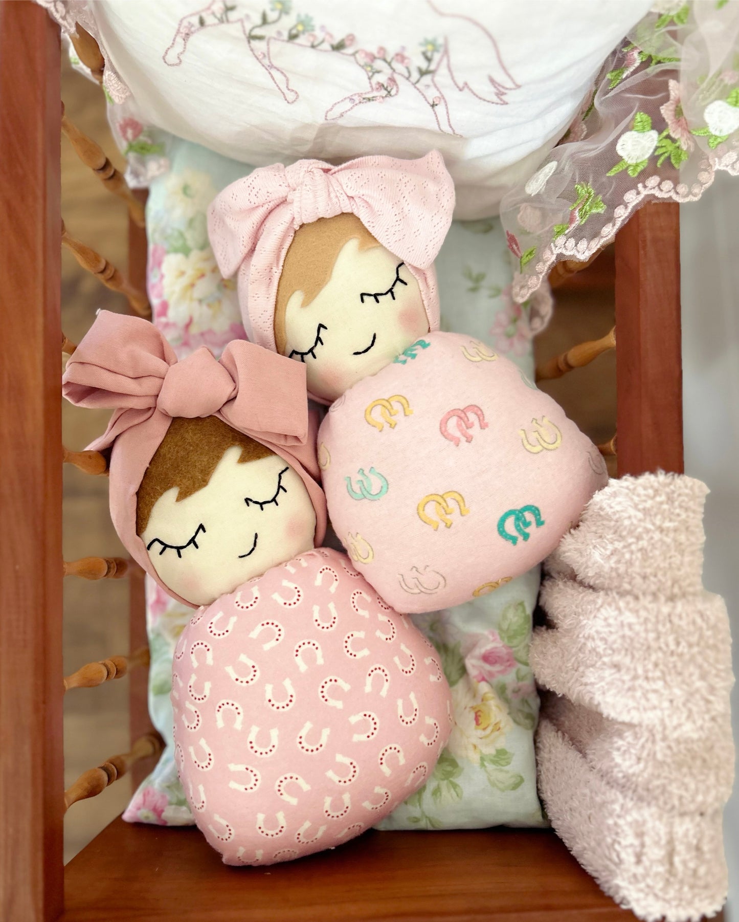 Handmade Cowgirl Swaddle Baby - Pink Horseshoes