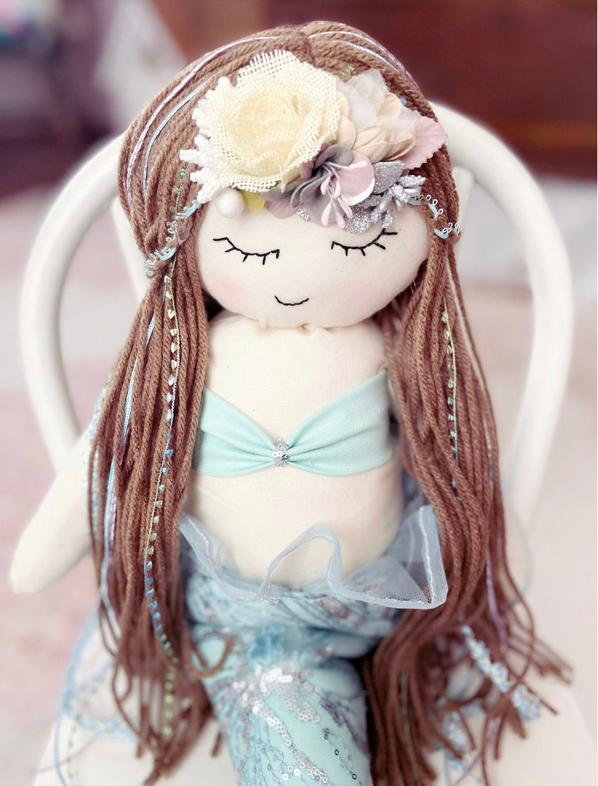 Adella Mermaid Doll, Heirloom Mermaid Doll, Handmade Mermaid Doll, Cloth Mermaid Doll, First Doll, Rag Doll