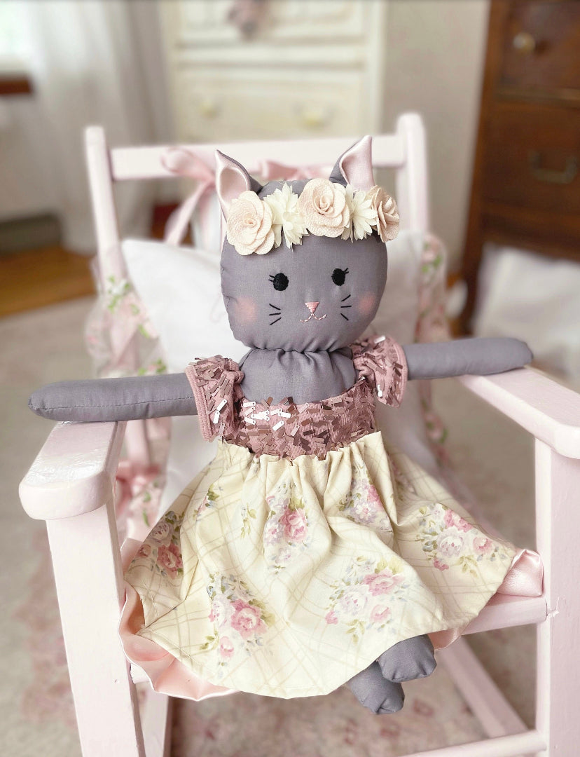 Sophie Kitty Doll, Cat Doll, Heirloom Doll, Stuffed Cat, Cat Plushie, First Doll, Handmade Dolls