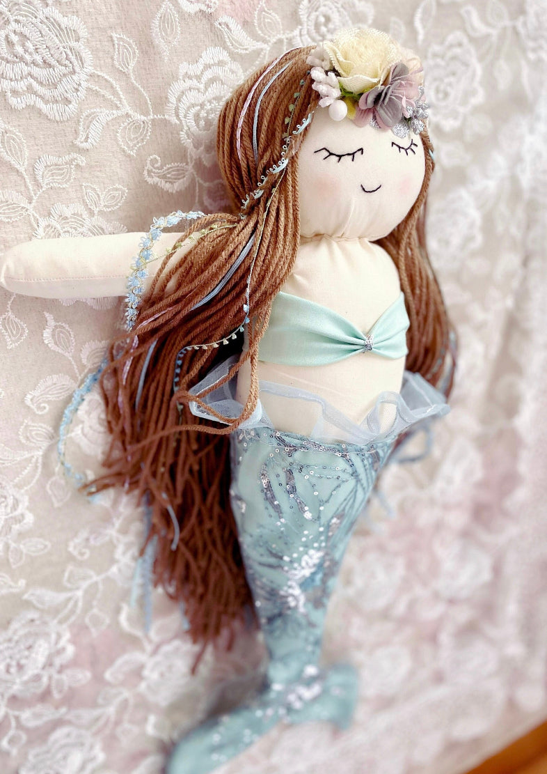 Adella Mermaid Doll, Heirloom Mermaid Doll, Handmade Mermaid Doll, Cloth Mermaid Doll, First Doll, Rag Doll