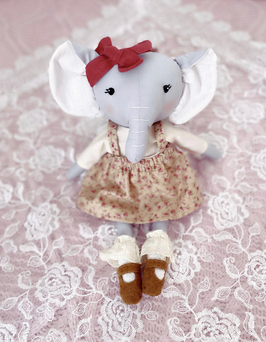 Elephant Doll, Heirloom doll, ragdoll, handmade doll