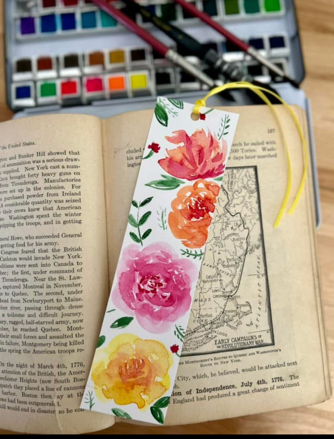 Watercolor bookmark - floral