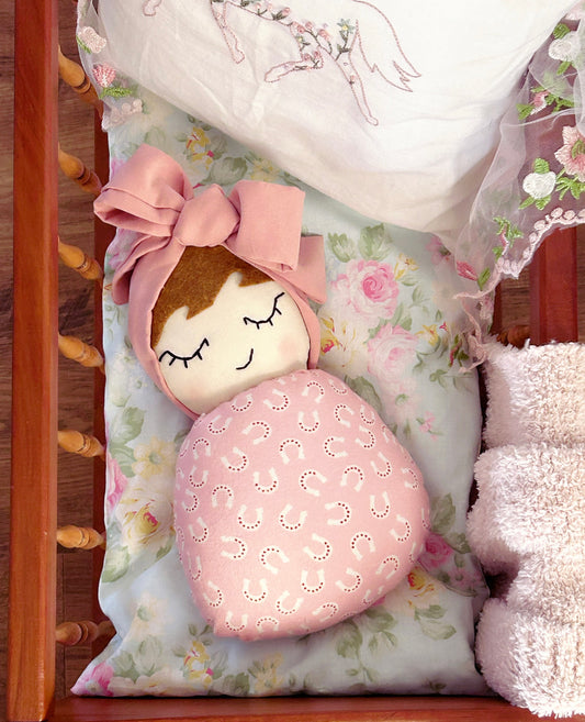 Handmade Cowgirl Swaddle Baby - White Horseshoes