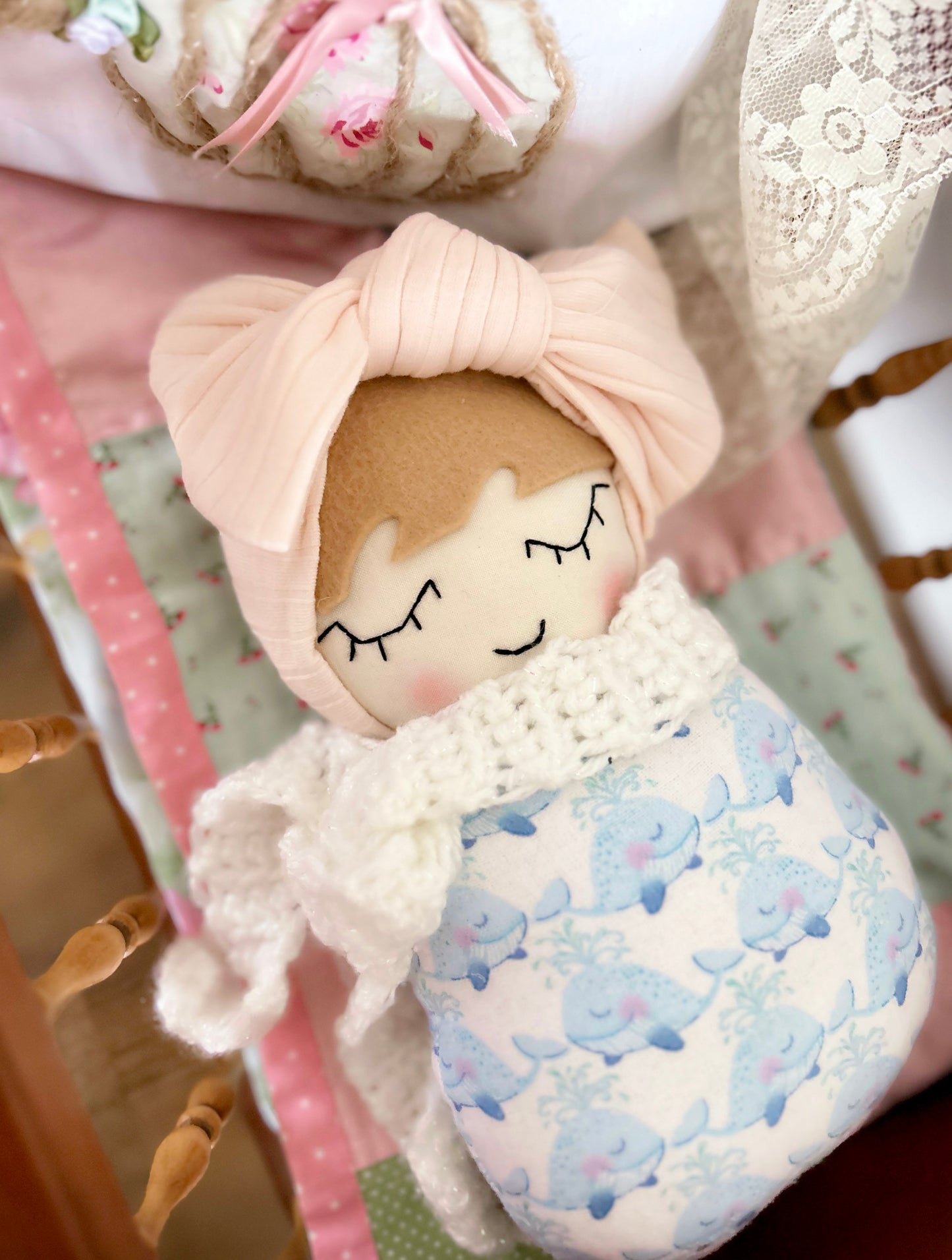 Handmade Ocean Swaddle Baby - Whales