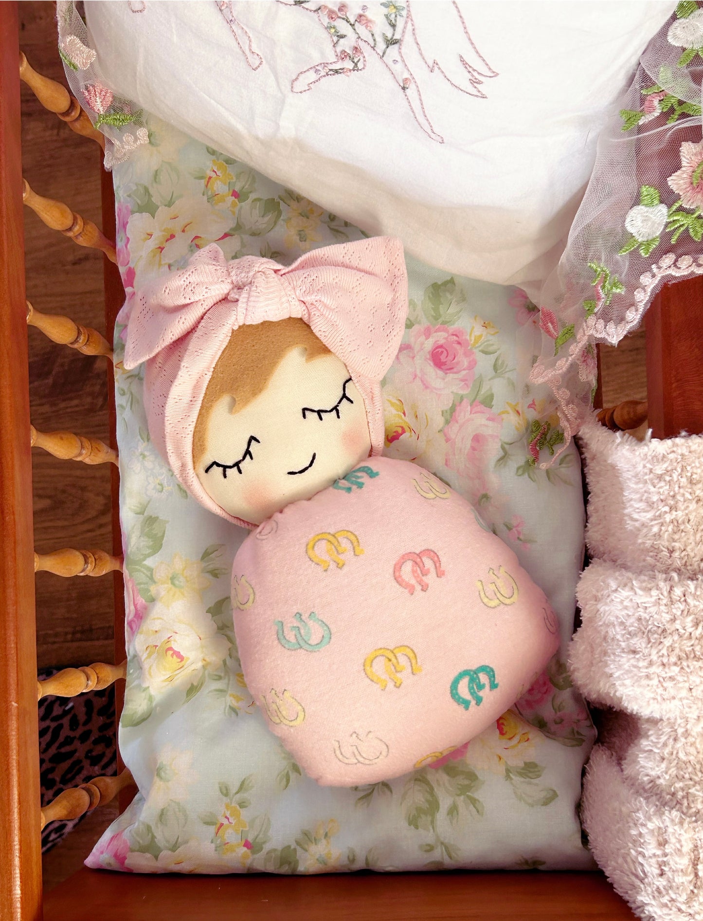 Handmade Cowgirl Swaddle Baby - Pink Horseshoes