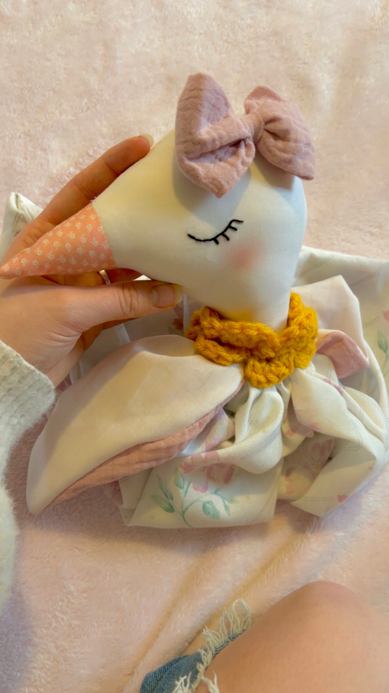 Handmade pink goose lovey 🪿