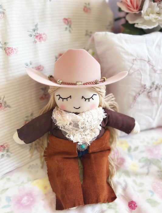 Cowgirl doll, heirloom doll, lace