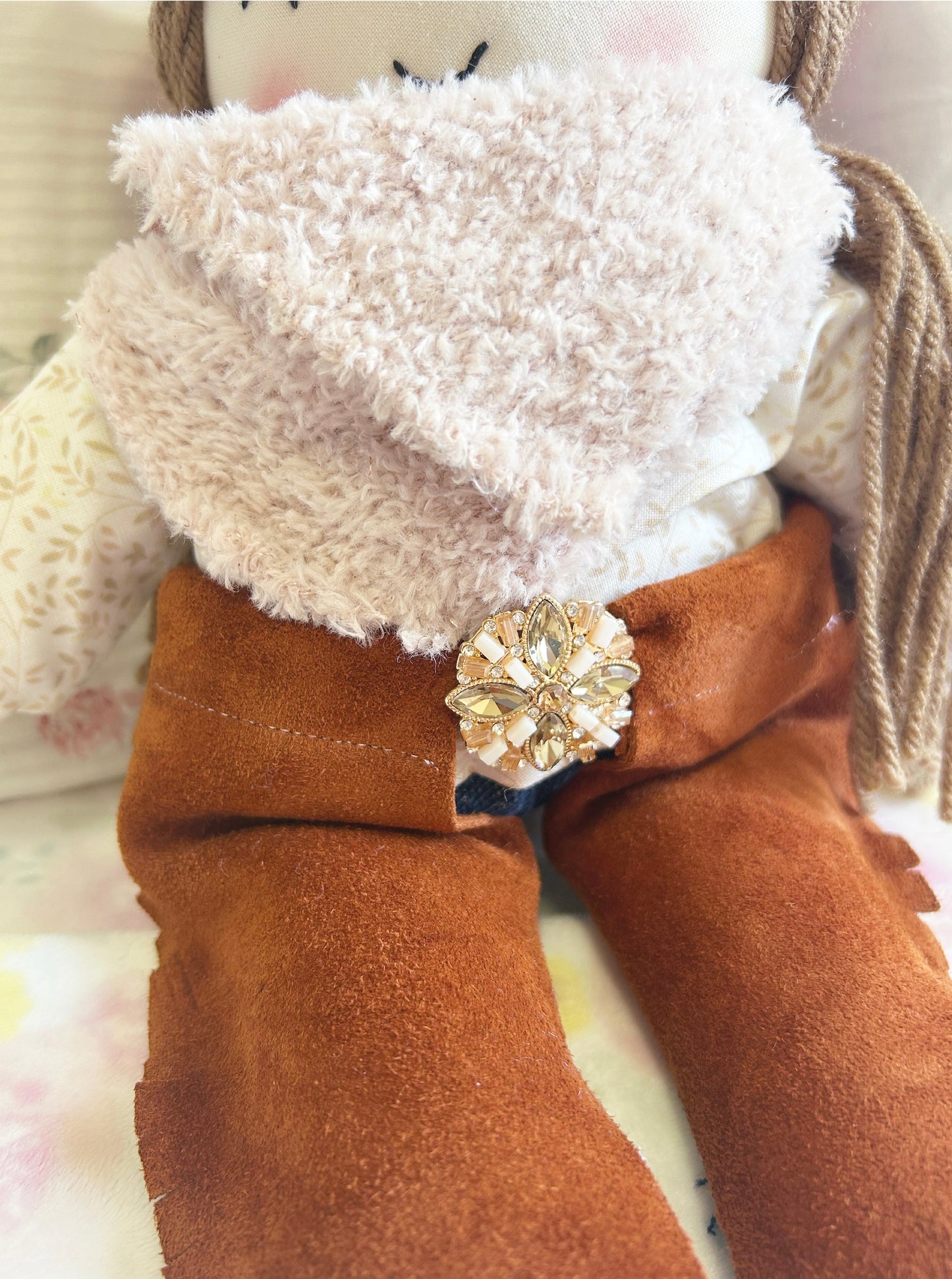 Cowgirl doll, heirloom doll, blush sherpa