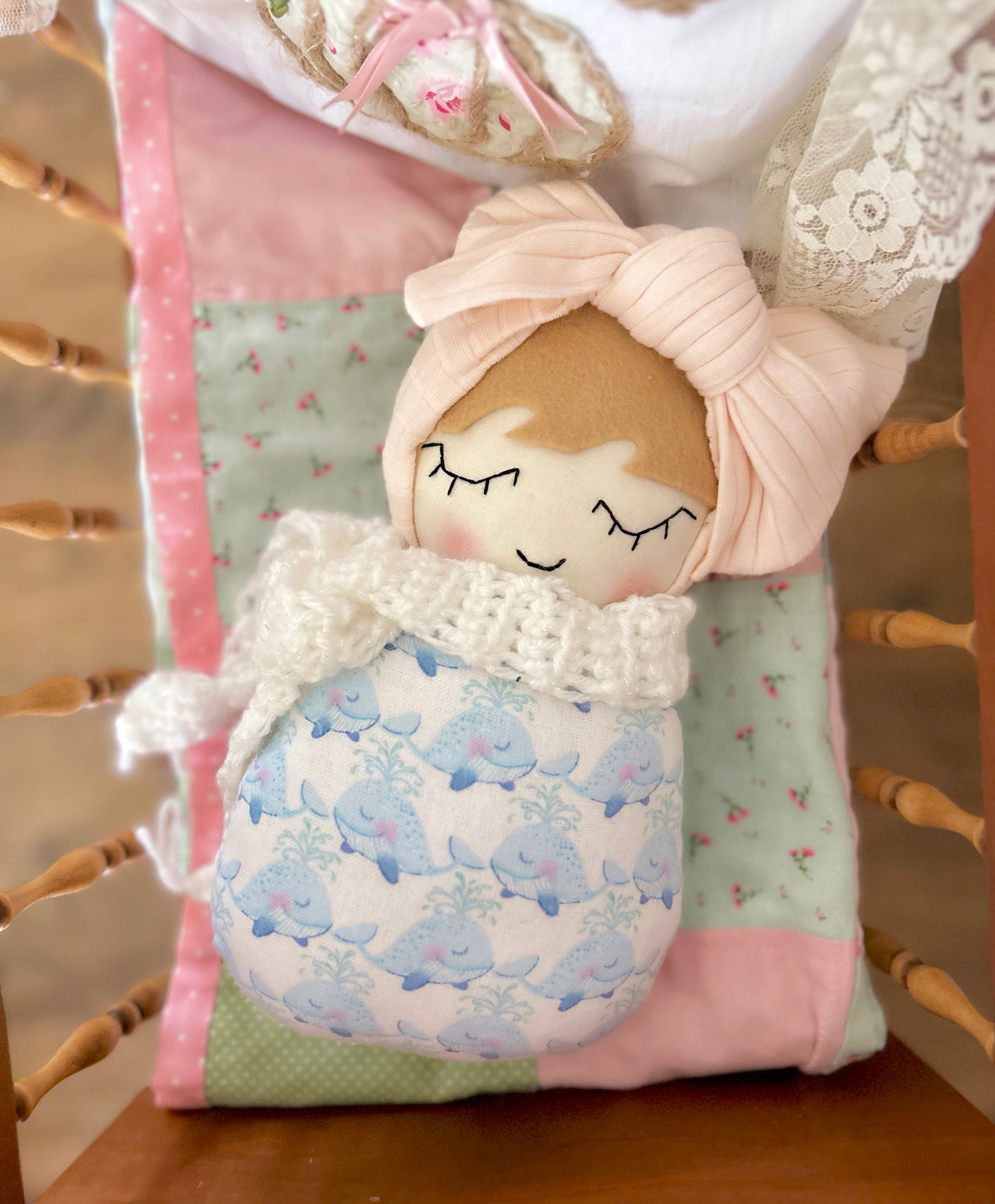 Handmade Ocean Swaddle Baby - Whales