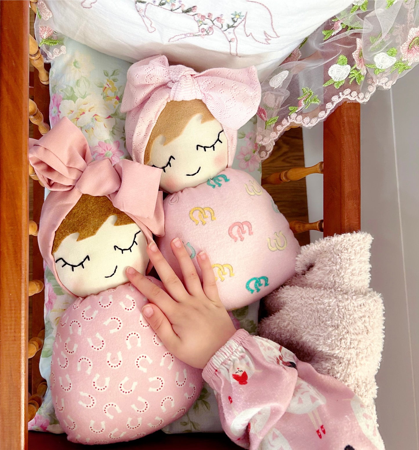 Handmade Cowgirl Swaddle Baby - Pink Horseshoes