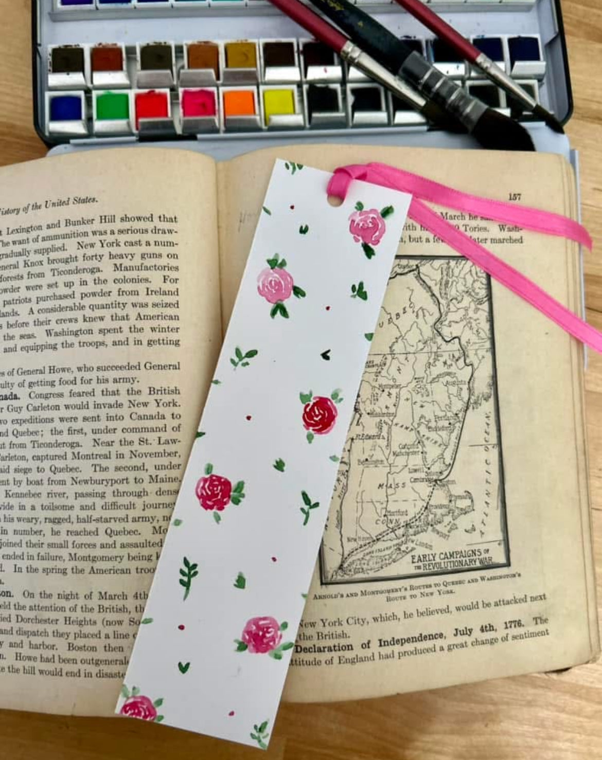 Watercolor bookmark - floral