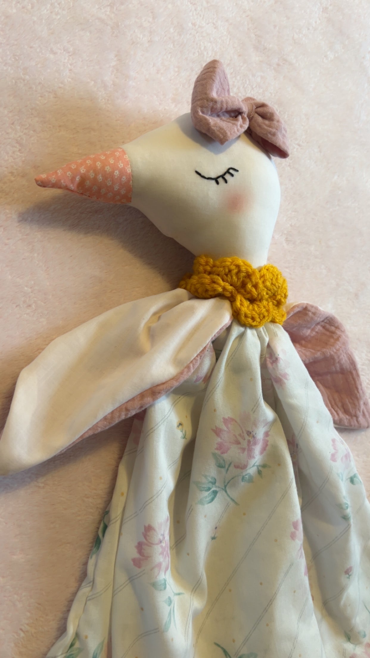 Handmade pink goose lovey 🪿