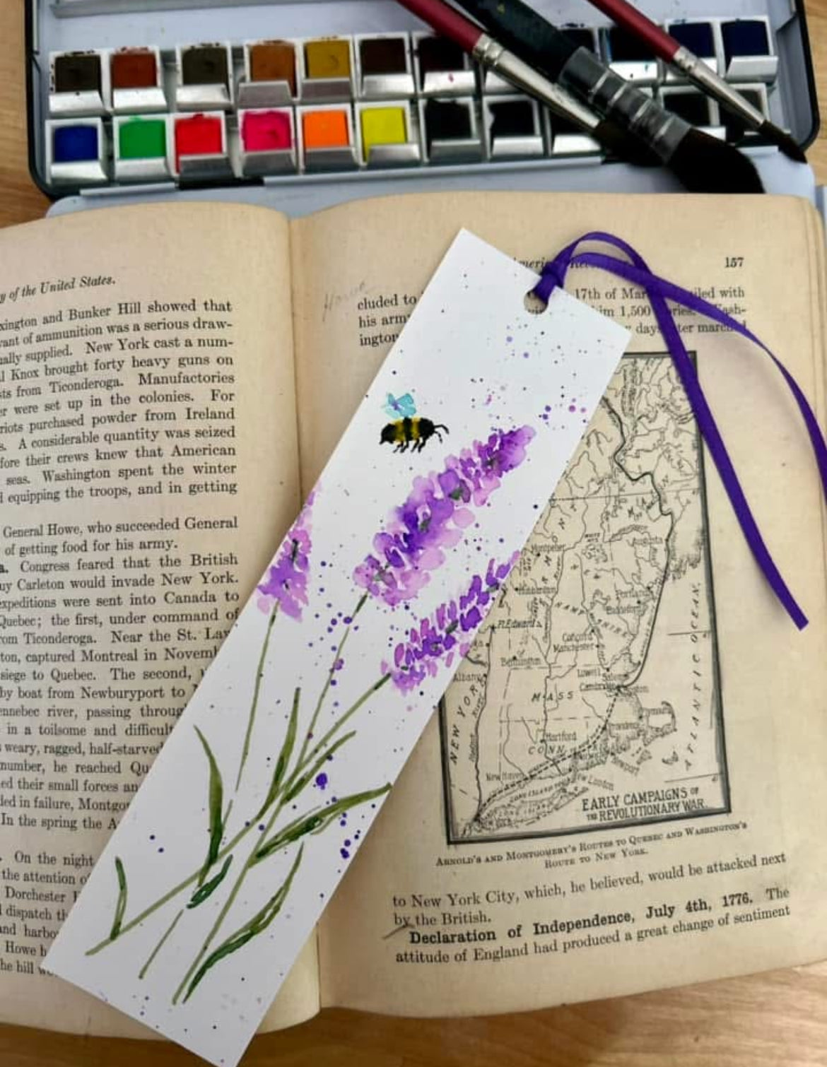 Watercolor bookmark - floral