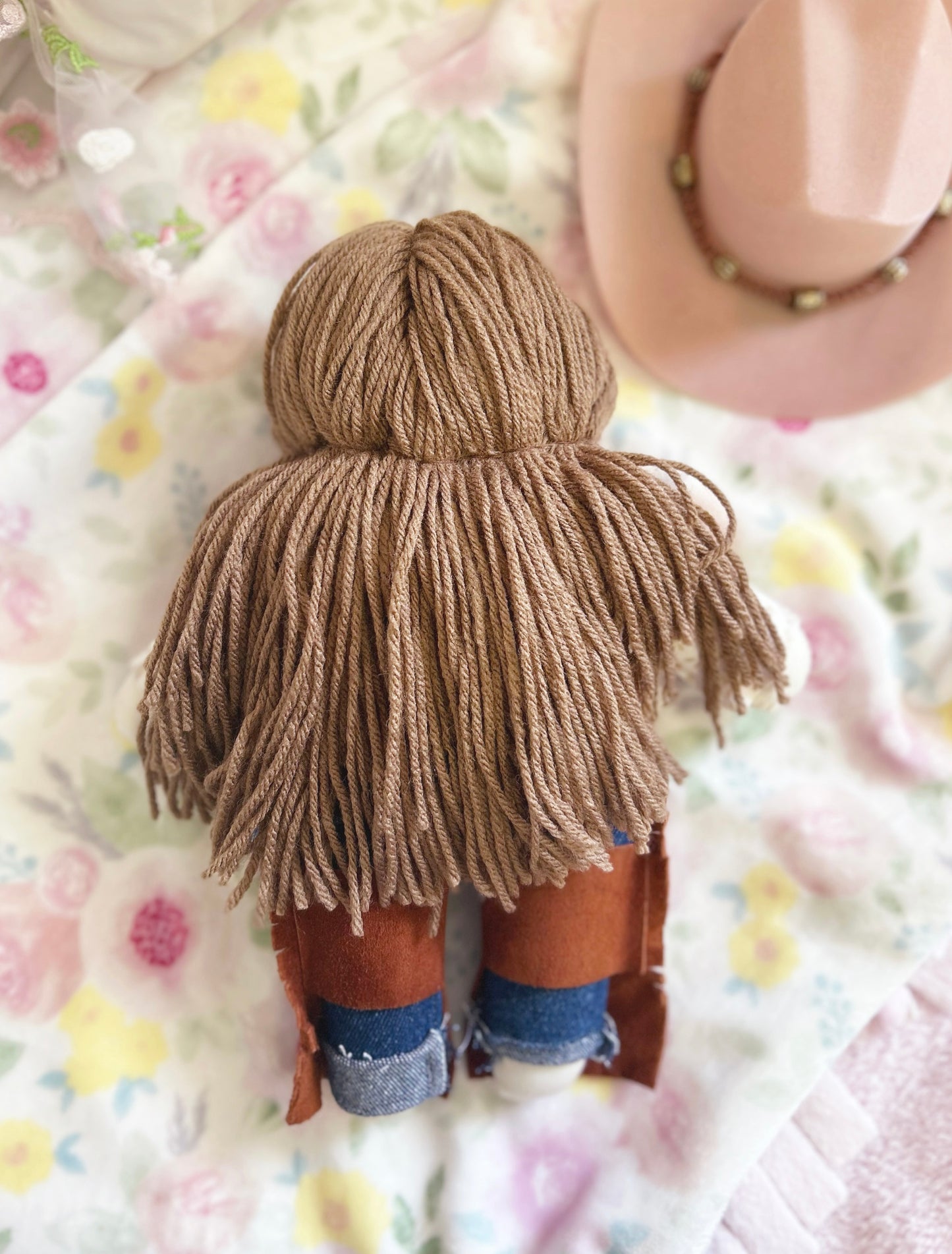 Cowgirl doll, heirloom doll, blush sherpa