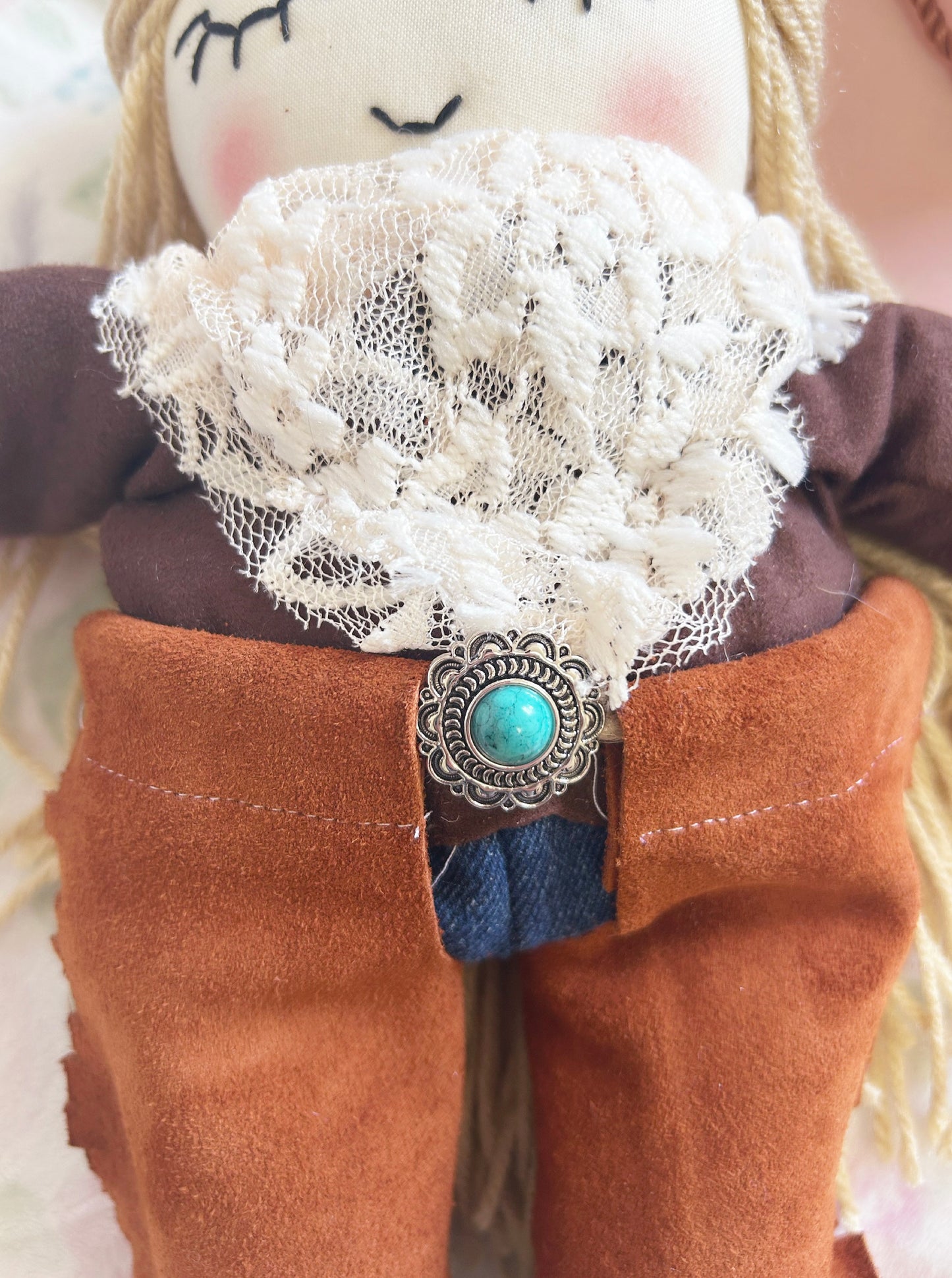 Cowgirl doll, heirloom doll, lace